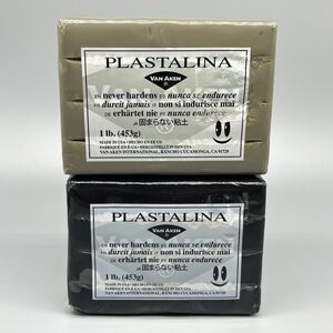 Van Aken Plastalina Modeling Clay Non-Hardening Sculpture Gray & Black 1 lb Bars